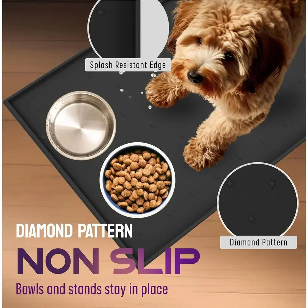 🔥Dog Food Mat Raised Edges Cat Food Mat Prevent Spills – S: 18.5